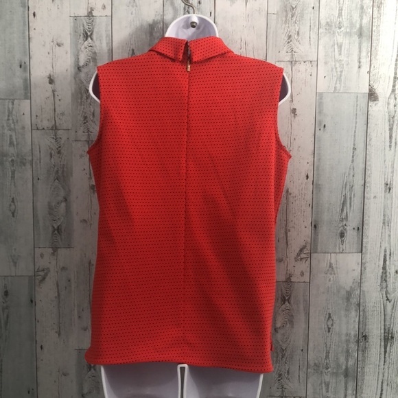 Karl Lagerfeld Red Black Polka Dot Ruffle Blouse Small - Picture 4 of 12